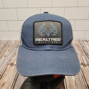 Realtree Outfitters Trucker Hat Blue Gray Snapback Mesh Hunting Deer Cap